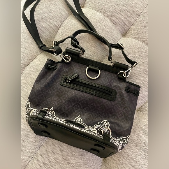 Brighton Black And White Jasmine Leather Catherine Hong Convertible Backpack - Picture 5 of 10